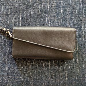 Black Faux Leather Wristlet Wallet